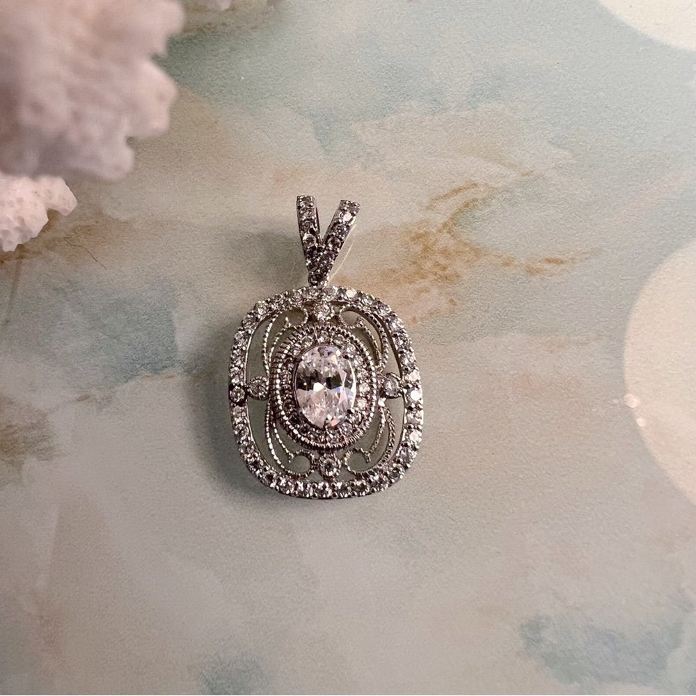 Sterling Silver CZ Edwardian Look Pendant